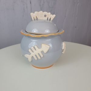 Like New Ceramic "Meow" Kitty treat Jar
